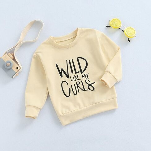 Toddler Baby Girls Tops WILD LIKE MY CURLS Sweatshirt Sweater Long Sleeve Shirt Girl Fall Winter Clothes in Kuwait