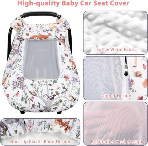 Car Seat Cover Baby Girl, Warm Winter Carseat Cover for Baby, Purple Floral Infant Car Seat Canopy with Peep Window, for Protecting Baby from Wind & Sun, Kick-Proof & Windproof in Saudi Arabia