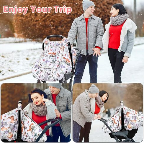 Car Seat Cover Baby Girl, Warm Winter Carseat Cover for Baby, Purple Floral Infant Car Seat Canopy with Peep Window, for Protecting Baby from Wind & Sun, Kick-Proof & Windproof in Saudi Arabia
