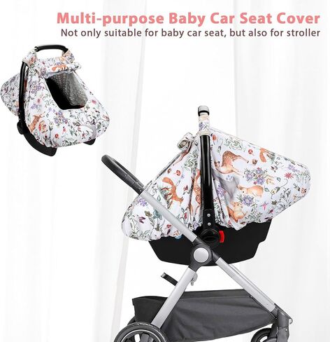 Car Seat Cover Baby Girl, Warm Winter Carseat Cover for Baby, Purple Floral Infant Car Seat Canopy with Peep Window, for Protecting Baby from Wind & Sun, Kick-Proof & Windproof in Saudi Arabia