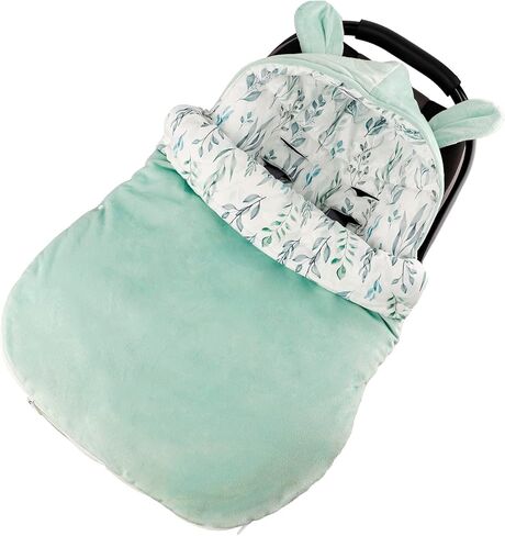 غطاء مقعد سيارة للأطفال، أغطية مقاعد السيارة للأطفال، حقيبة رايات دافئة ومريحة للأطفال، غطاء حاملة الأطفال 3 في 1 للأولاد والبنات، ورقة خضراء in Kuwait