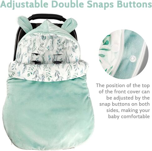 غطاء مقعد سيارة للأطفال، أغطية مقاعد السيارة للأطفال، حقيبة رايات دافئة ومريحة للأطفال، غطاء حاملة الأطفال 3 في 1 للأولاد والبنات، ورقة خضراء in Kuwait