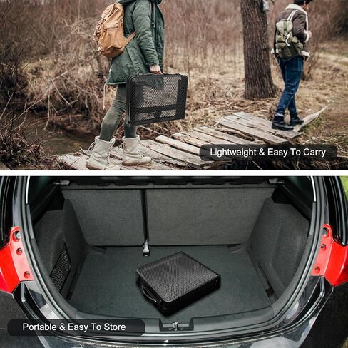 Hersance Folding Camping Table,Small Portable Picnic Table with Mesh Desktop & Storage,2 Heights Foldable Aluminum Grill Table Lightweight & Compact for Outdoor Beach, BBQ,Garden in Kuwait