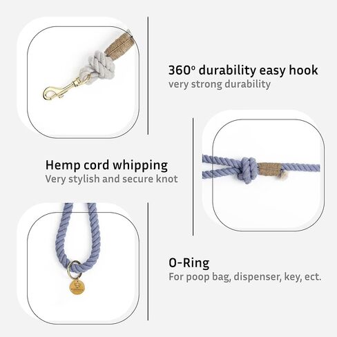 الضوء الأزرق أومبير اليدوية حبل المقاود للكلاب حبل مقود الكلب حبل لطيف الكلب المقود مضفر الكلب المقود القطن حبل المقود للكلاب المتوسطة الكلاب الكبيرة 5FT القطن العضوي in Kuwait