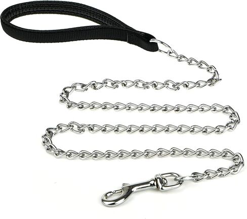 Heavy Duty Dog Leash,4FT/6FT Metal Dog Leash Dog Chain with Comfortable Handle for Medium & Large Size Dogs , Improved Dog Safety & Comfort ，Attaches to Pet Collar（Red 4FT… in Saudi Arabia