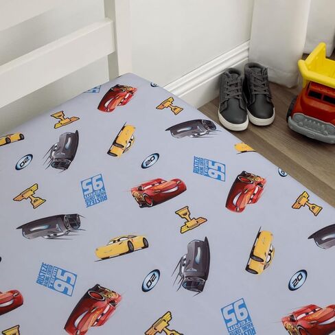Disney Cars Fitted Crib Sheet 100% Soft Breathable Microfiber, Baby Sheet, Fits Standard Size Crib Mattress 28in x 52in, Gray in Kuwait