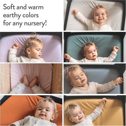 Joey + Joan Fitted Crib Sheets 28 x 52 – Compatible with Standard Crib Mattress and Toddler Bed – 100% Jersey Cotton – Light + Dark Sage Green – 2 Pack in Saudi Arabia
