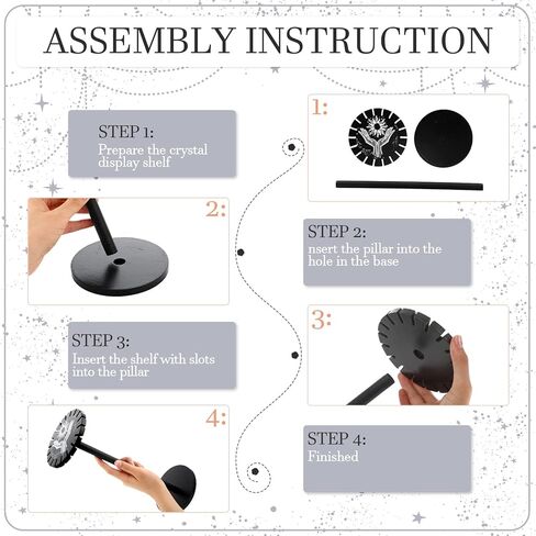 Yulejo Pendulum Holder Crystal Shelf Black Crystal Display Shelf Pendulum Display Stand with Hand Moon Witch Stuff Wooden Pendulum Holder Stand with 3 Pieces Crystals Stone for Crystal Essential Oil in Saudi Arabia