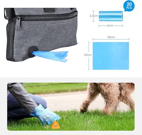 Dog Treat Pouch for Training, Dog Food Bag with Removable Inner Pocket, Dog Treat Bag Magnetic Closure, Adjustable Training Belt Bags, 2 Zip Pockets, Food Bag for Puppy Training (Grey - with Poop Bag) in Kuwait