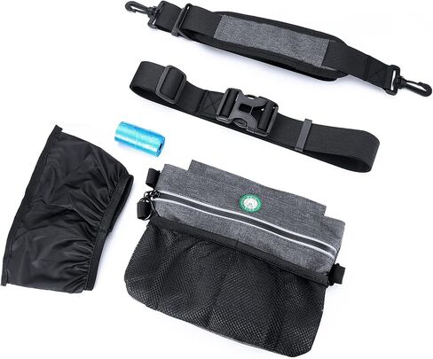 Dog Treat Pouch for Training, Dog Food Bag with Removable Inner Pocket, Dog Treat Bag Magnetic Closure, Adjustable Training Belt Bags, 2 Zip Pockets, Food Bag for Puppy Training (Grey - with Poop Bag) in Kuwait
