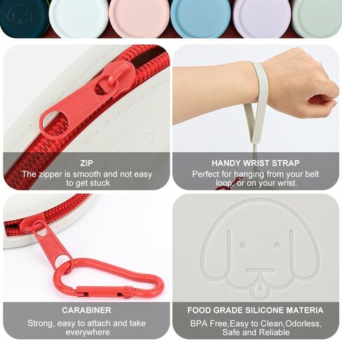 WALLFID Silicone Dog Treat Pouch Small Bag,with Pet Training Clicker,Walking Bag for Dog and Cat, Pocket Size, Easy to Clean, Odorless, Zipper Design,Moisture-Proof,Travel Walking Bag.(Dark Green) in Saudi Arabia