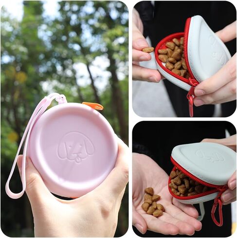 WALLFID Silicone Dog Treat Pouch Small Bag,with Pet Training Clicker,Walking Bag for Dog and Cat, Pocket Size, Easy to Clean, Odorless, Zipper Design,Moisture-Proof,Travel Walking Bag.(Dark Green) in Saudi Arabia