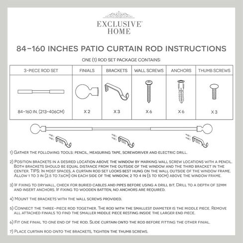 Exclusive Home Torch 1" Indoor/Outdoor Curtain Rod and Finial Set, Matte Bronze, Adjustable 84"-160" in Saudi Arabia
