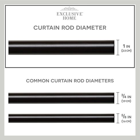 Exclusive Home Torch 1" Indoor/Outdoor Curtain Rod and Finial Set, Matte Bronze, Adjustable 84"-160" in Kuwait