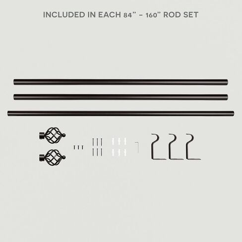 Exclusive Home Torch 1" Indoor/Outdoor Curtain Rod and Finial Set, Matte Bronze, Adjustable 84"-160" in Kuwait