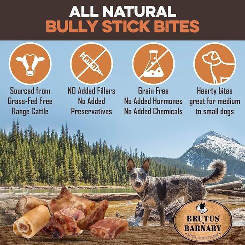 BRUTUS & BARNABY Bully Stick Bites - Grass Fed Low Odor Bully Stick Bites- All Natural and Grain Free (2lb) in Kuwait