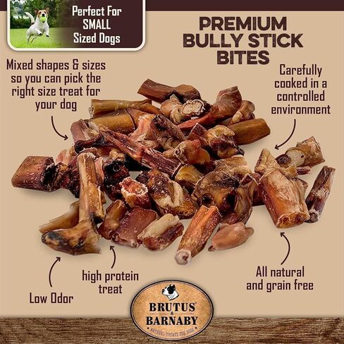 BRUTUS & BARNABY Bully Stick Bites - Grass Fed Low Odor Bully Stick Bites- All Natural and Grain Free (2lb) in Kuwait