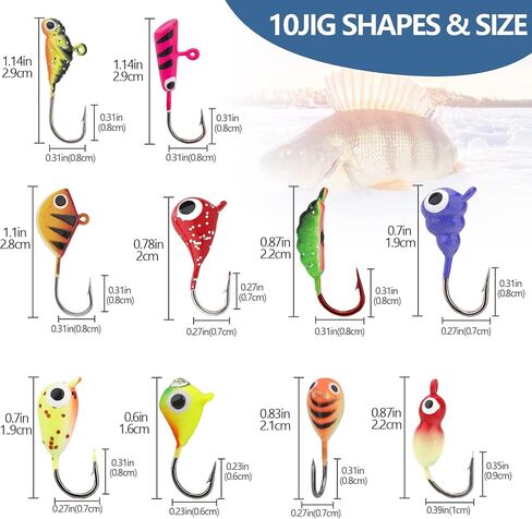 THKFISH Ice Fishing Jigs Ice Fishing Lures Walleye Jigs Ice Fishing Jig Kit Ice Fishing Jigs for Crappie Panfish Walleye 54Pcs in Saudi Arabia