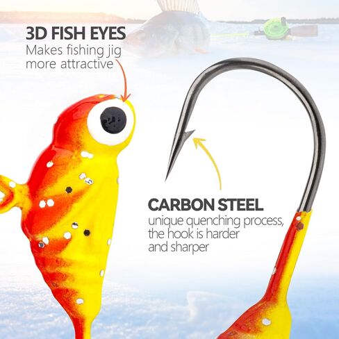 THKFISH Ice Fishing Jigs Ice Fishing Lures Walleye Jigs Ice Fishing Jig Kit Ice Fishing Jigs for Crappie Panfish Walleye 54Pcs in Saudi Arabia