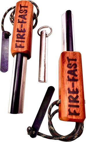 Fire-Fast Trekker. Best Emergency Waterproof Survival Fire Starter. Magnesium and Euro Fire Steel Ferro Rod. Compact Durable Tool for Bushcraft, Camping, Backpacking, Hiking, Hunting, or Bug Out Bag in Kuwait