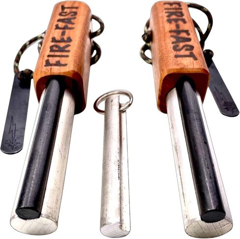 Fire-Fast Trekker. Best Emergency Waterproof Survival Fire Starter. Magnesium and Euro Fire Steel Ferro Rod. Compact Durable Tool for Bushcraft, Camping, Backpacking, Hiking, Hunting, or Bug Out Bag in Kuwait