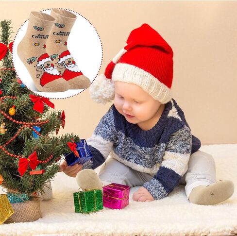 Suhine 30 Pairs Kids Christmas Fuzzy Socks Bulk Winter Cotton Socks Christmas Gift for Unisex Toddler Children in Saudi Arabia