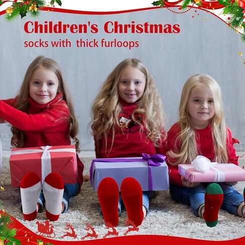 Suhine 30 Pairs Kids Christmas Fuzzy Socks Bulk Winter Cotton Socks Christmas Gift for Unisex Toddler Children in Saudi Arabia