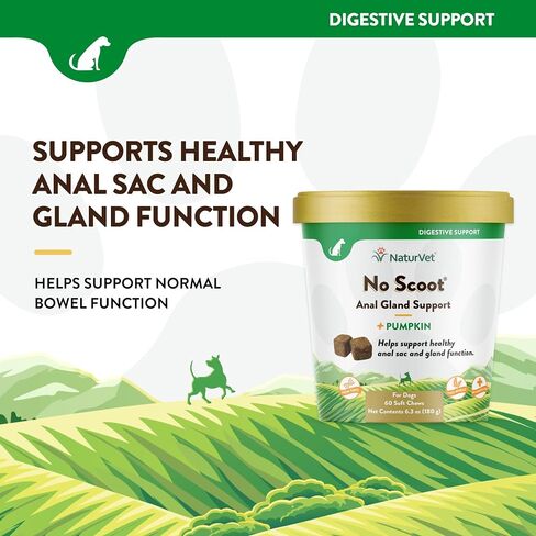 NaturVet No Scoot Stool and Bowel Supplement for Dogs - 120 Soft Chews in Kuwait
