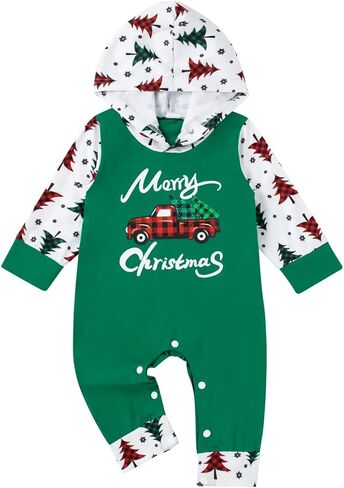 ملابس ماي فيرست كريسماس للرضع للأطفال الأولاد والبنات بأكمام طويلة وقلنسوة in Kuwait