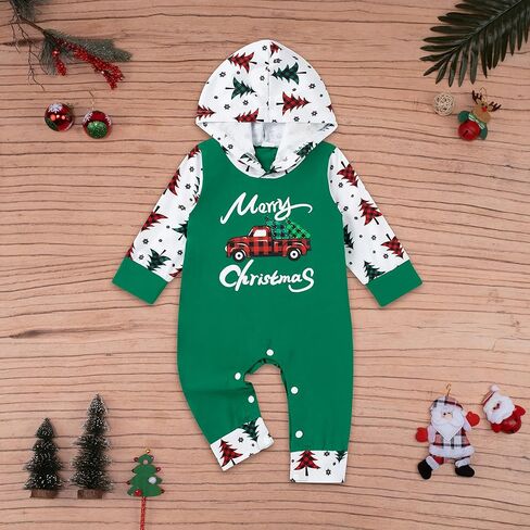 ملابس ماي فيرست كريسماس للرضع للأطفال الأولاد والبنات بأكمام طويلة وقلنسوة in Kuwait
