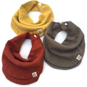 Kishu Baby Indi GOTS Organic Infinity Scarf Bib Set - 4-Way Reversible, 8 Layer Muslin Drool Bibs