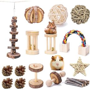 في سي زون 15 قطعة من العاب الخنزير الغيني والهامستر والشنشيلة، العاب مضغ للارانب والجربيل والجربيل الخشبي، دمبل تمرين، كرات مرحة للحيوانات الاليفة، لعبة لعب للحيوانات الاليفة الصغيرة (15 قطعة) in Kuwait