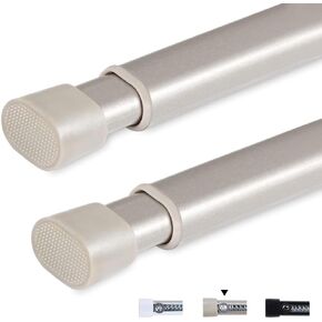 Turquoize Tension Rods Oval Spring Curtain Rod Adjustable Width Curtains Rods 2 Pack Spring Window Round 36 to 60 inches Tension Curtain Rod, White in Kuwait