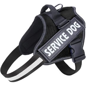 MUMUPET Service Dog Harness، لا يوجد سحب سهل الارتداء والخلع، صدرية للحيوانات الأليفة، 3M عاكسة للتنفس وسهلة الضبط مع مقبض من النايلون - لا مزيد من الشد أو الاختناق للكلاب الصغيرة والمتوسطة والكبيرة