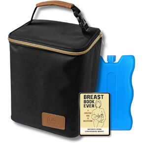 Goldie Drops Breastmilk Cooler Bag - Insulated, Spacious Daycare Bottle Bag w/Polyester - Beautiful Prints Baby Bottle Storage Fits 6 Bottles - Cooler Bag Includes Ice Pack & Breastfeeding Guide
