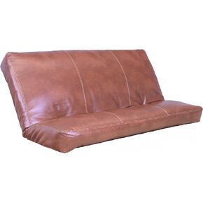 Queen Size Futon Cover Only Bonded Leather Premium Collection Fits 6-8 inch Futons Mattress (Havana)