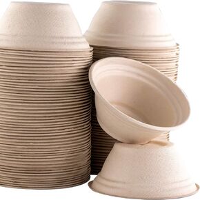 Vet-Grade, Biodegradable and Disposable Pet Bowls Bulk 50 Pk 8 Oz/1 Cup. Safe, Non-Toxic Food and Water Dishes for Puppies, Small Dogs or Cats. Convenient, Sturdy and Leakproof for Your Healthy Pets!