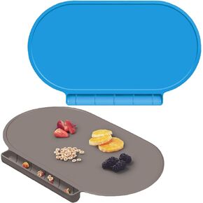 Silicone Placemat for Baby, Silicone Baby Toddlers Non-Slip Tablemats Stain Resistant Anti-Skid Reusable Dishwasher Safe Table Mats, Portable Food Mat Travel (2Pack, Dark Blue)