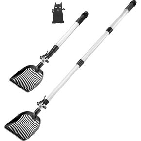 يانج باغا مجرفة فضلات القطط الاحدث بمقبض طويل مع مجرفة عميقة وقابلة للتعديل، مقبض طويل للغاية قابل للتمديد والتعديل من 26 انش الى 46 انش، غير لاصقة وغير قابلة للانحناء من الخلف شديدة التحمل in Kuwait