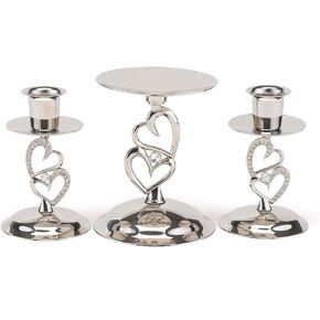 Hortense B. Hewitt Sparkling Love Set Candle Stands, 4-Inch, Nickel-Plated, 3 Count