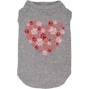 Dog Shirts Hearts Print Funny Graphic Small Large Dog Clothes Puppy Vest Gift for Dog Valentine's Day Apparel (XS, Q-Grey01)
