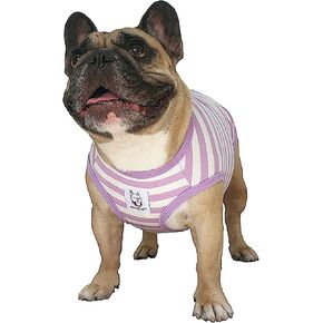 iChoue French Bulldog Summer Cooling Shirt for Dogs UV Sun Protection Vest Sleeveless Stretchy Tank Top English Pug Grey Red - Large