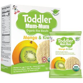 Hot-Kid Toddler Mum-Mum Rice Biscuits, Organic Strawberry, Organic, Gluten Free, Allergen Free, Non-GMO, 2.12 Ounce,24 Count, Pack of 6