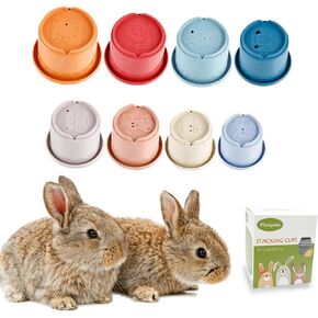 8 Pcs Stacking Cups for Rabbits Guinea Pig Reusable Multi-Colored Bunny Toy Rabbit Toys of Different Sizes, Safe Plastic Nesting Toys for Bunny Small Animals Hiding Food and Playing in Saudi Arabia