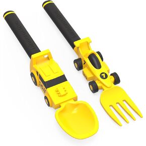 Dinneractive Utensil Set for Kids – Red Race Car Themed Fork and Spoon for Toddlers and Young Children – 2-Piece Set