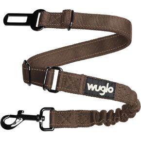حزام مقعد الكلاب Wuglo مقاس 12 بوصة - 37 بوصة - حزام أمان للكلاب مع حزام مطاطي قوي - مشبك أحزمة مقاعد سيارات للكلاب متين وآمن - حزام أمان عالمي للكلاب للسفر في السيارة (أسود)