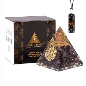Agate Mart Energy Generator Black Tourmaline Orgonite Pyramids with Black Tourmaline Pendant - Healing- meditation orgonite pyramids E-Energy Protection and Protective Set