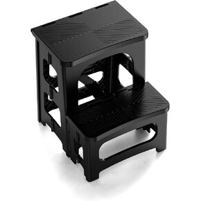 انكل وو مقعد قابل للطي للبالغين - ارتفاع قابل للتعديل، مانع للانزلاق، سعة 300 باوند - مسند درج محمول قابل للطي للمطبخ والحمام وغرفة النوم والمكتب والسيارة الترفيهية - اسود in Kuwait