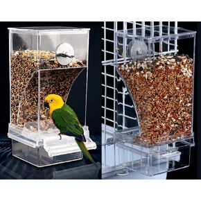 Kenond No Mess Bird Feeder Water Dispenser Set, Automatic Parrot Feeder Cage Accessories, Acrylic Parakeet Seed Food Feeder Drinker for Cage, Cockatiel Squirrel Finch in Kuwait