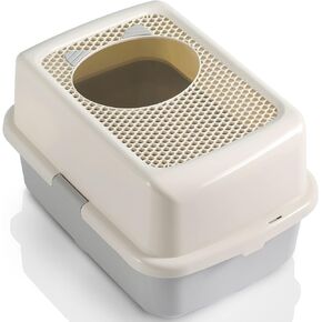 Smart Paws Large Cat Litter Box with Lid,Kitten Litter Box,Cat Box (Coffee)